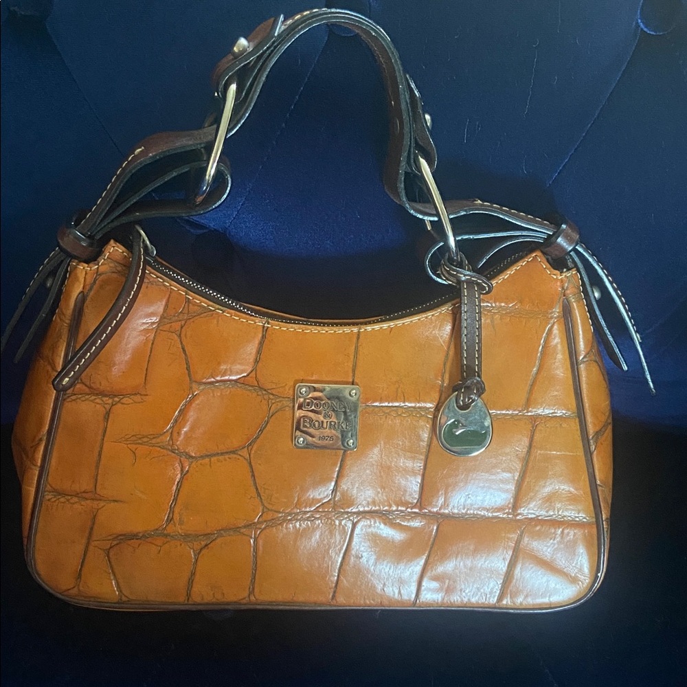Dooney & Bourke Tan Croc Embossed Leather Bag